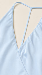Close up of plunging V-neckline and fabric texture