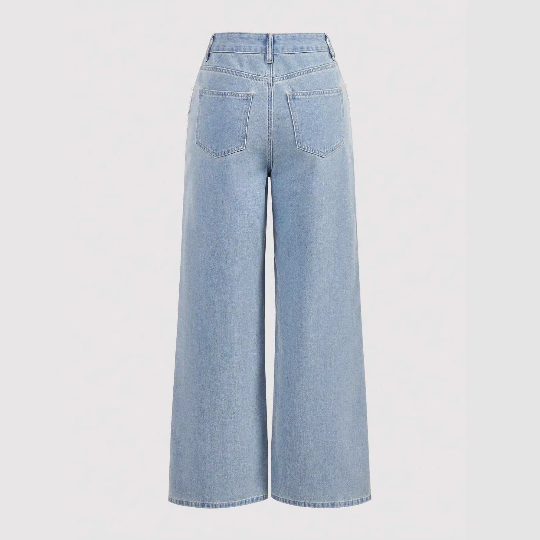 Casual Loose-Fitting, Slimming Straight-Leg Denim Trousers