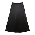 Fashionable Simple Versatile Satin Pleated Midi Skirt