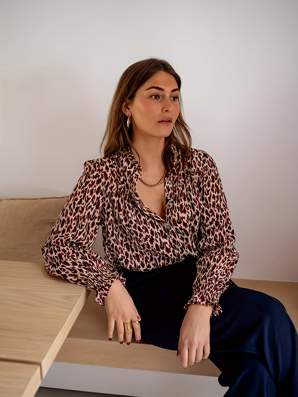 Long-sleeve Design-focused Loose-fit Casual Top