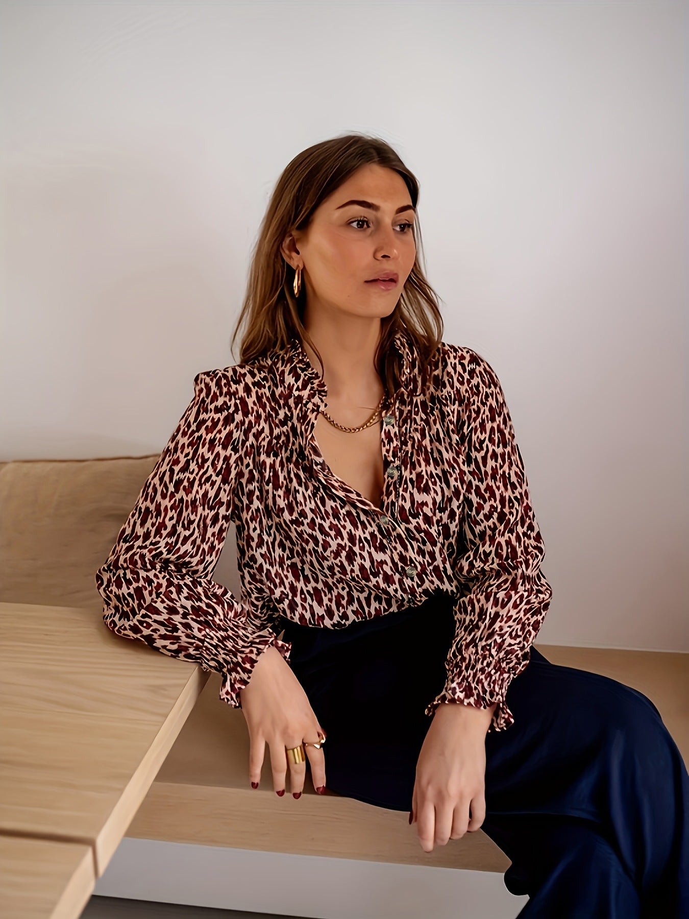 Long-sleeve Design-focused Loose-fit Casual Top