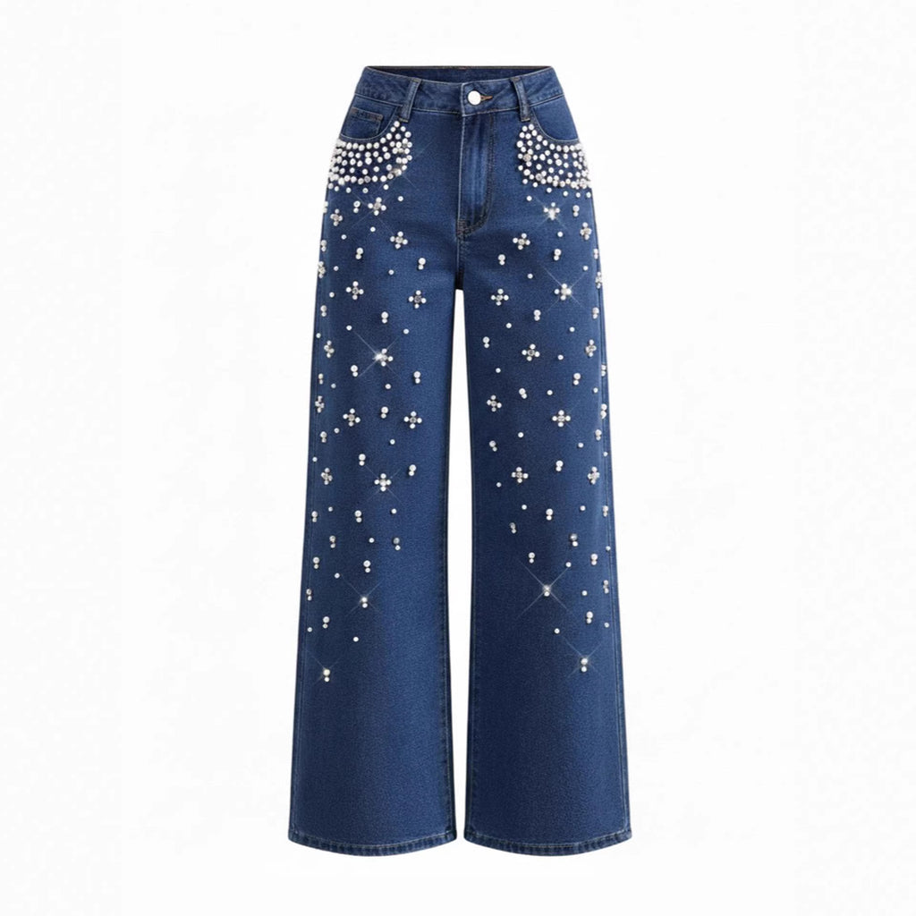 Casual Loose-Fitting, Slimming Straight-Leg Denim Trousers