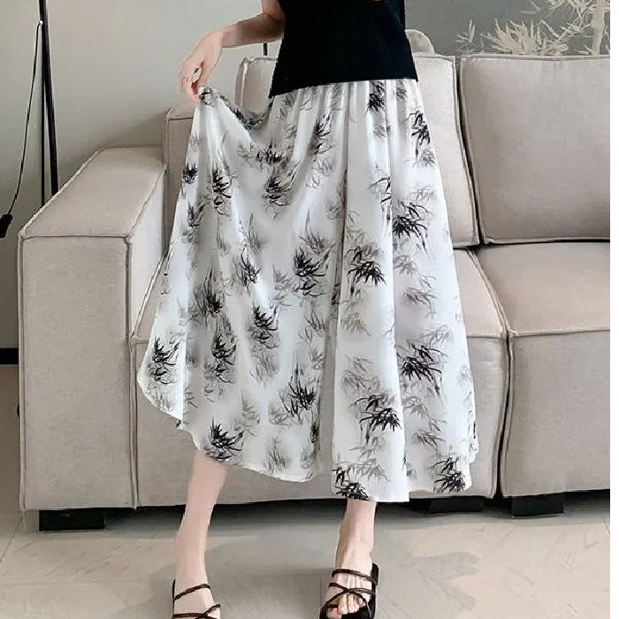 Women's Slim-fit Ink-wash Wide-leg Pants