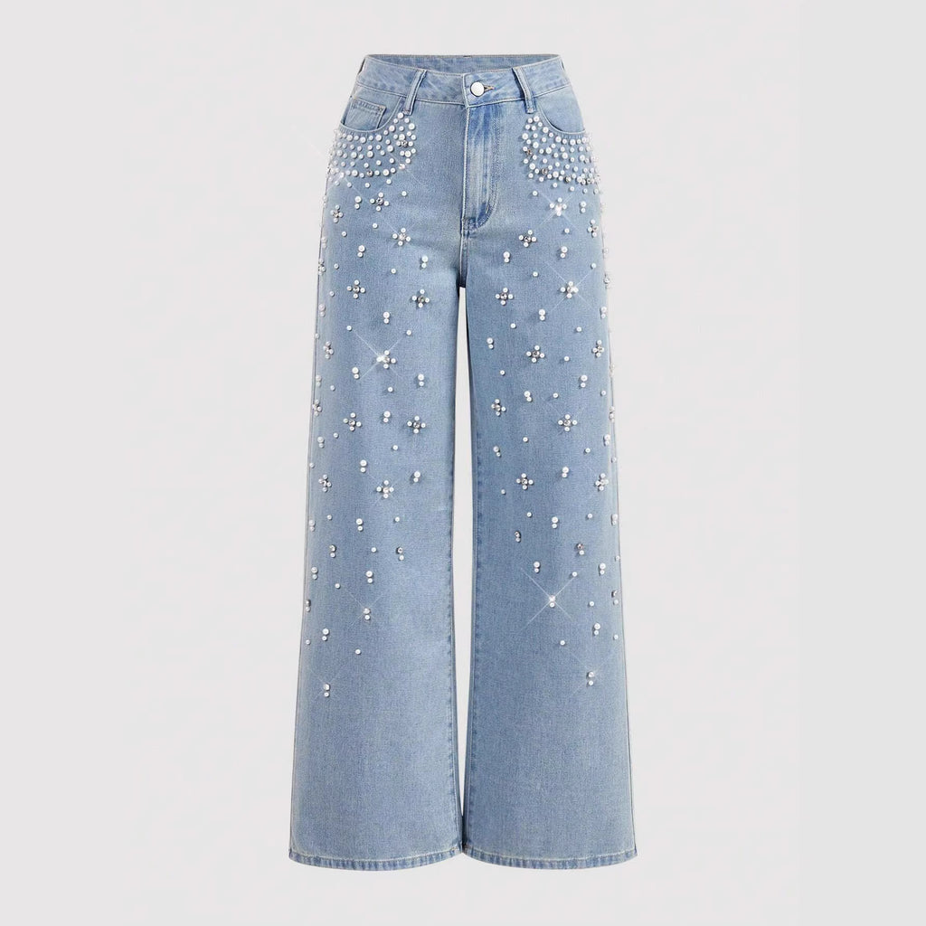 Casual Loose-Fitting, Slimming Straight-Leg Denim Trousers
