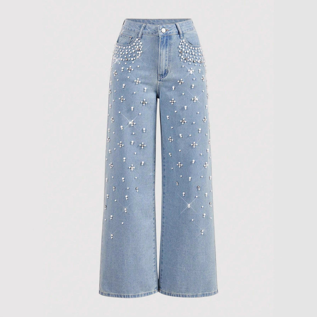 Casual Loose-Fitting, Slimming Straight-Leg Denim Trousers