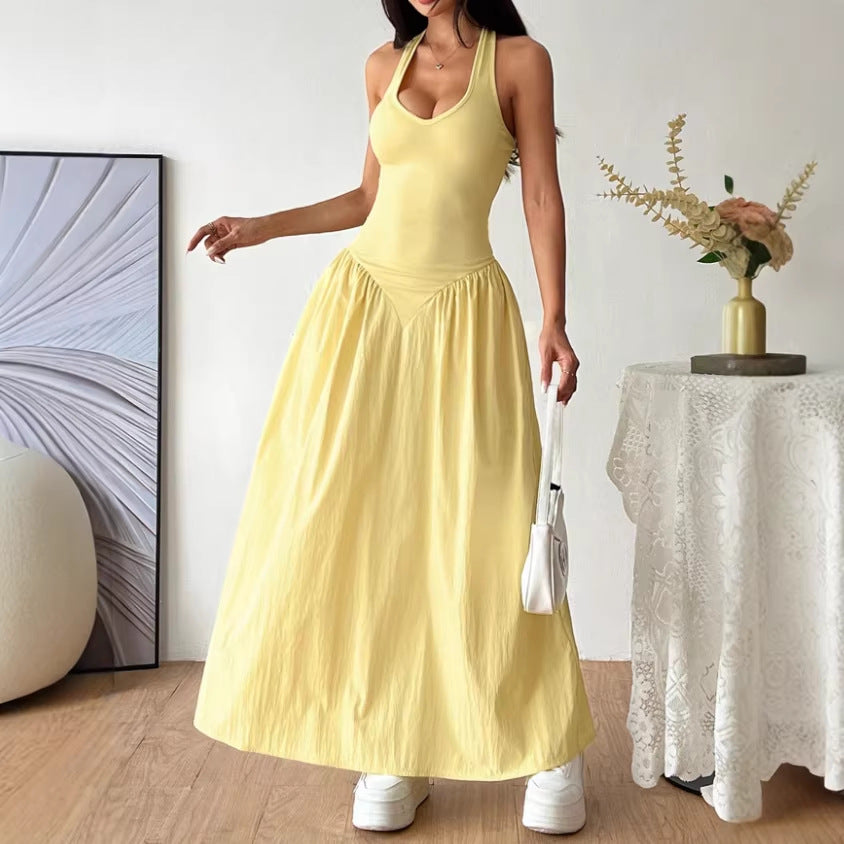 European And American-style French Deep V-neck Backless Dress